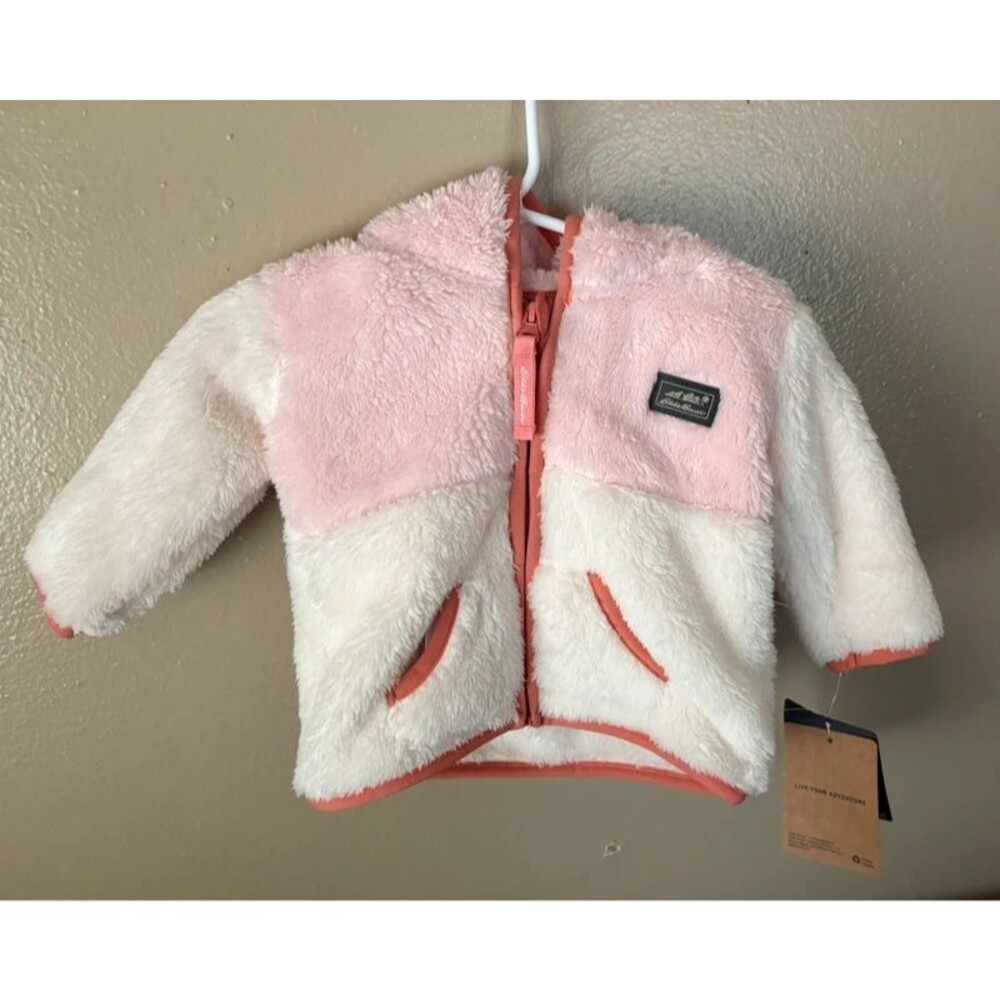 Baby Girl Eddie Bauer Pink & White Fuzzy Jacket